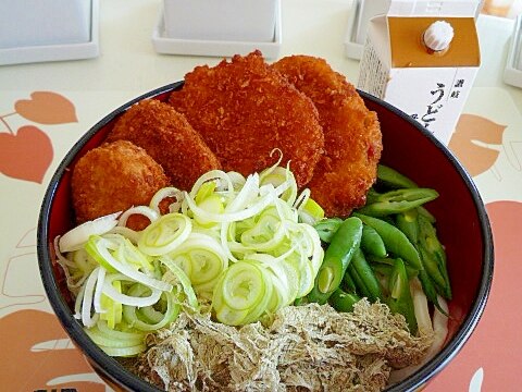 ぶっかけうどん♪（フライ・とろろバージョン）